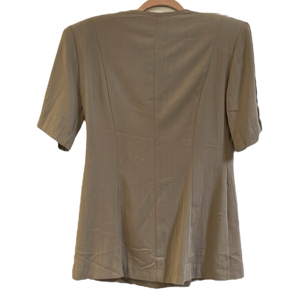 VINTAGE DAWN JOY DOUBLE BREASTED JACKET AND PLEATED SKIRT SET TAN WHITE SIZE 6 - Picture 12 of 17